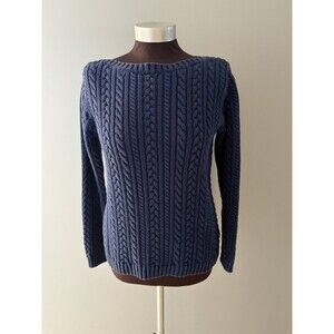 Lauren Ralph Lauren Sweater Size S Blue Chunky Cable Knit Heavyweight